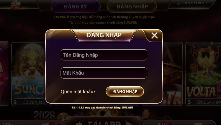 Hướng dẫn quy trình chuẩn đăng nhập tài khoản Sunwin.