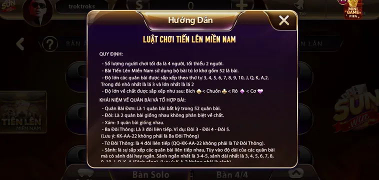 Tiến Lên Miền Nam tại SunWin Đấu Trí Săn Thưởng Khủng Cho Bài Thủ